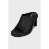 Black leather Clara mules