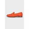 Orange leather loafers