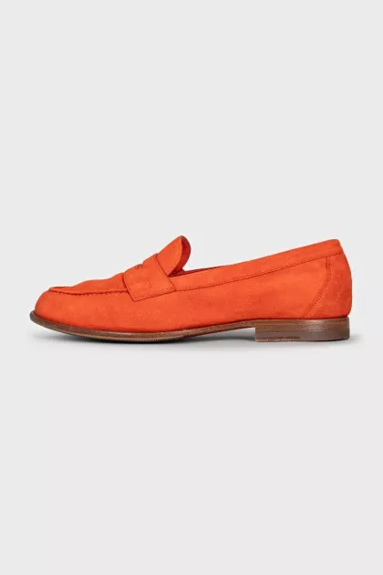 Orange leather loafers