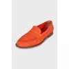Orange leather loafers