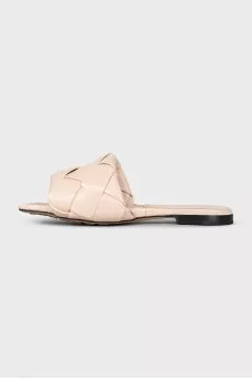 Beige leather Lido flip-flops