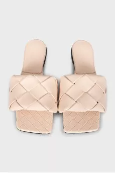 Beige leather Lido flip-flops