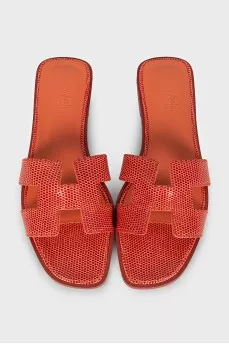 Oran Lizard Skin Slippers