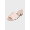 Leather mules with embellished heels