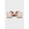 Leather mules with embellished heels