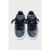 Blue sneakers with chunky laces