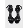 Leather heeled sandals with silver studs