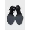 Leather heeled sandals with silver studs