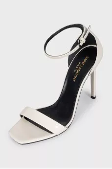 White patent leather stiletto sandals