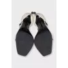 White patent leather stiletto sandals