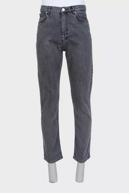 Men's gray straight-leg jeans