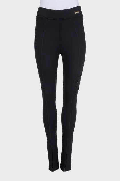 Leggings with embroidered logo