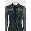Straight dress with transparent printed inserts