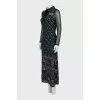 Straight dress with transparent printed inserts