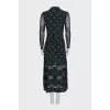 Straight dress with transparent printed inserts