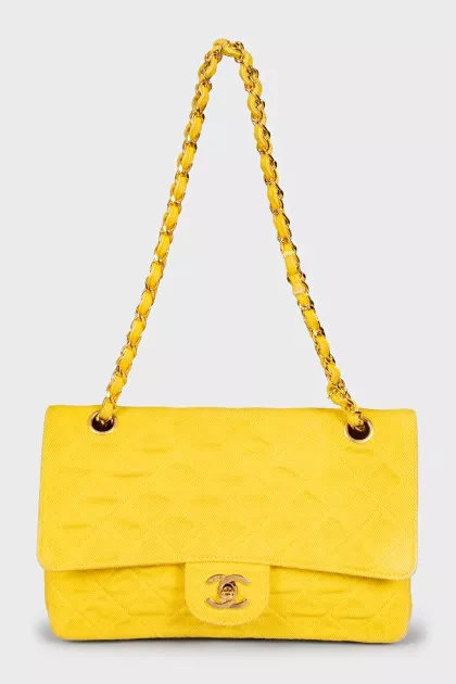 Текстильна жовта сумка Double Flap