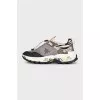 Leather and textile sneakers with logo