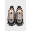 Leather and textile sneakers with logo