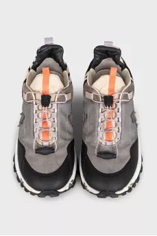 Leather and textile sneakers with logo