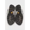 Leather and textile sneakers with logo