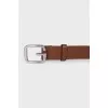 Brown leather belt with logo buckle