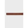 Brown leather belt with logo buckle