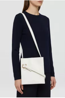 White leather crossbody bag with strap