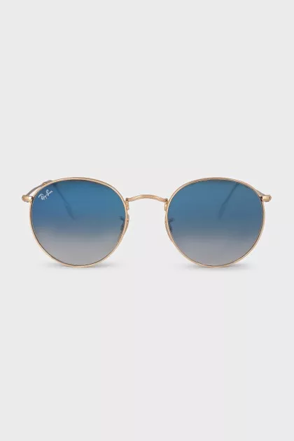 Gold sunglasses with blue lenses