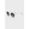 Gold sunglasses with blue lenses