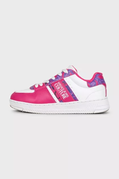 Leather lace-up sneakers with logo