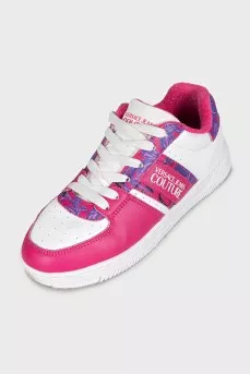 Leather lace-up sneakers with logo