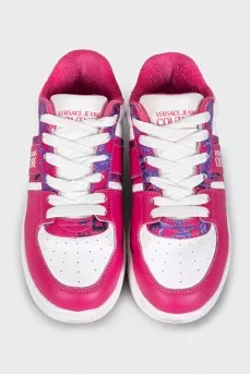 Leather lace-up sneakers with logo