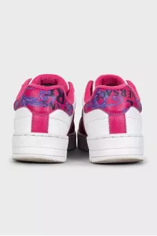 Leather lace-up sneakers with logo