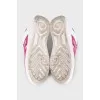 Leather lace-up sneakers with logo