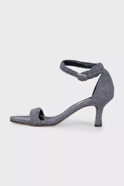 Gray textile sandals