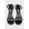 Gray textile sandals