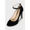 Suede strappy heeled shoes
