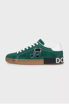Men's green suede sneakers