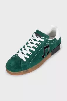 Men's green suede sneakers