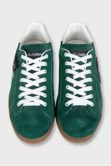 Men's green suede sneakers