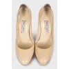 Beige leather high heels