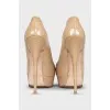Beige leather high heels