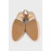 Beige leather high heels