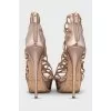 Gold leather high heel sandals