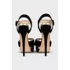 Black suede sandals with gold insert