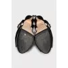 Black suede sandals with gold insert