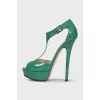 Green patent leather sandals