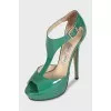 Green patent leather sandals