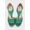 Green patent leather sandals