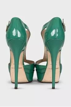 Green patent leather sandals